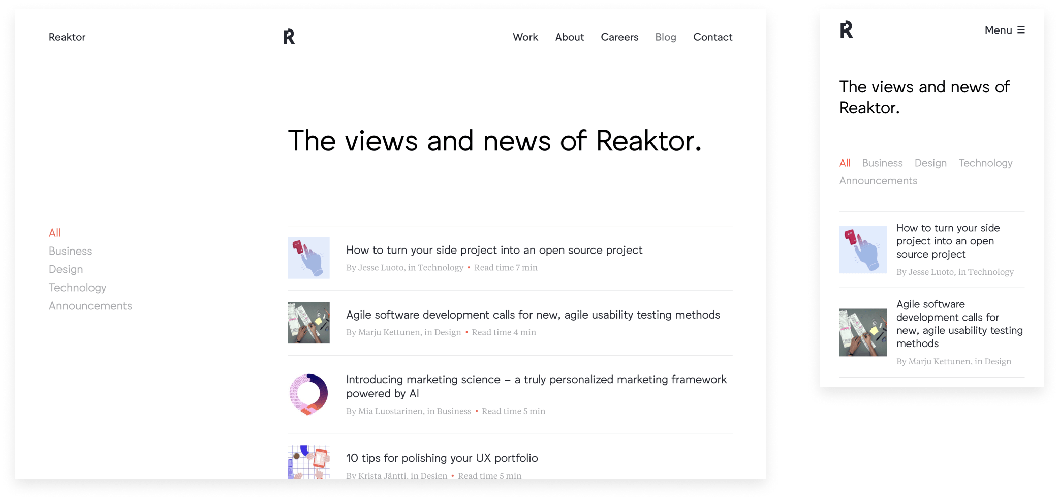 Reaktor.comnews page